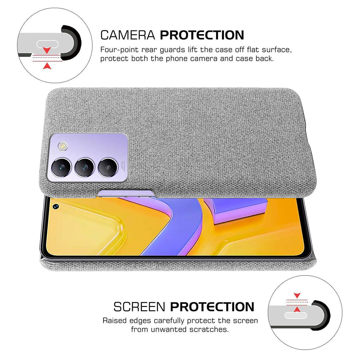 For vivo Y100 5G (Indonesia) / Y200e 5G Case Cloth+PC Anti-Fall Slim Phone Cover For vivo Y100 5G (Indonesia) / Y200e 5G Case Cloth+PC Anti-Fall Slim Phone Cover